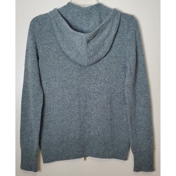 J Crew Collection Italian Cashmere Sweater Full Zip Hoodie Small Gray Luxury - Picture 3 of 10